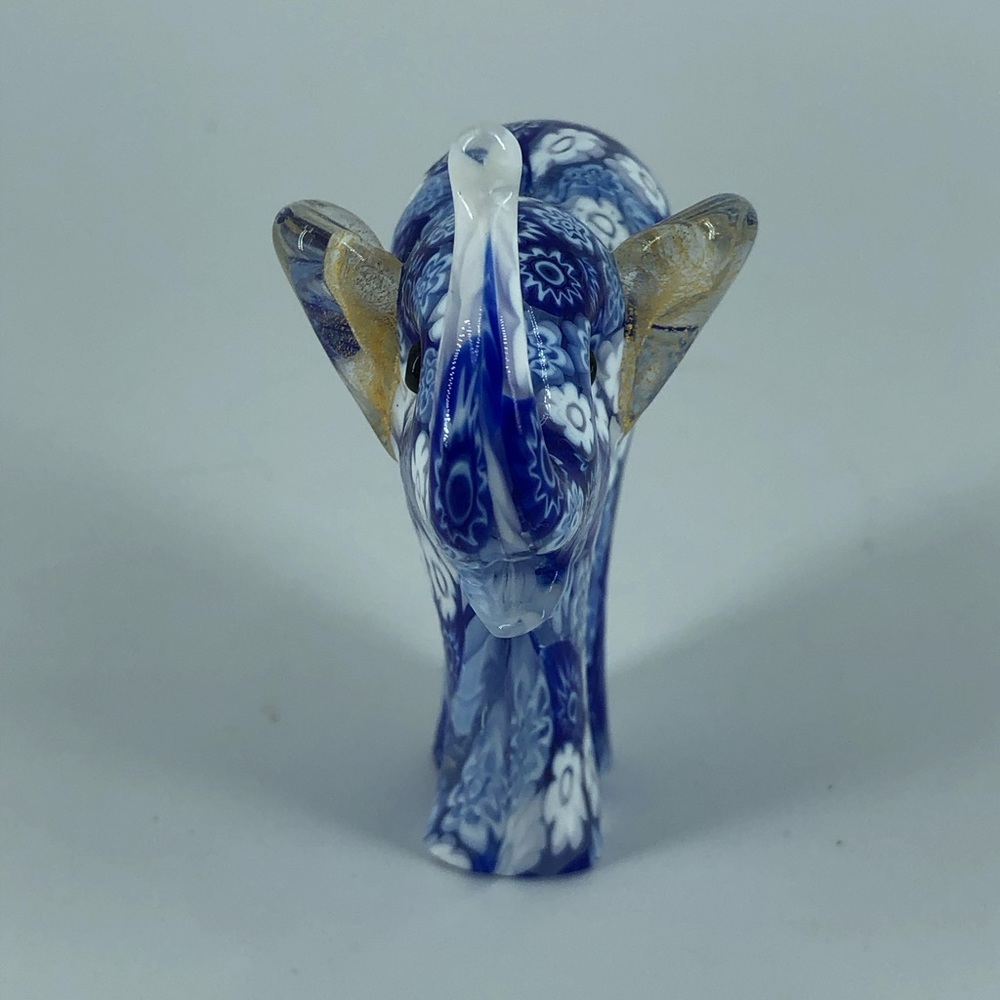 Murano Hand-Blown Millefiori & Gold Aventurine Glass Elephant Figurine - Picture 2 of 10